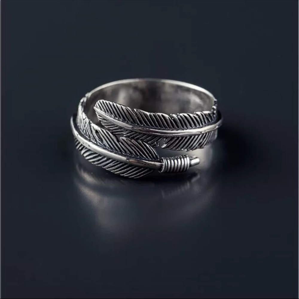 sterling silver vintage feather ring - Picture 2 of 3